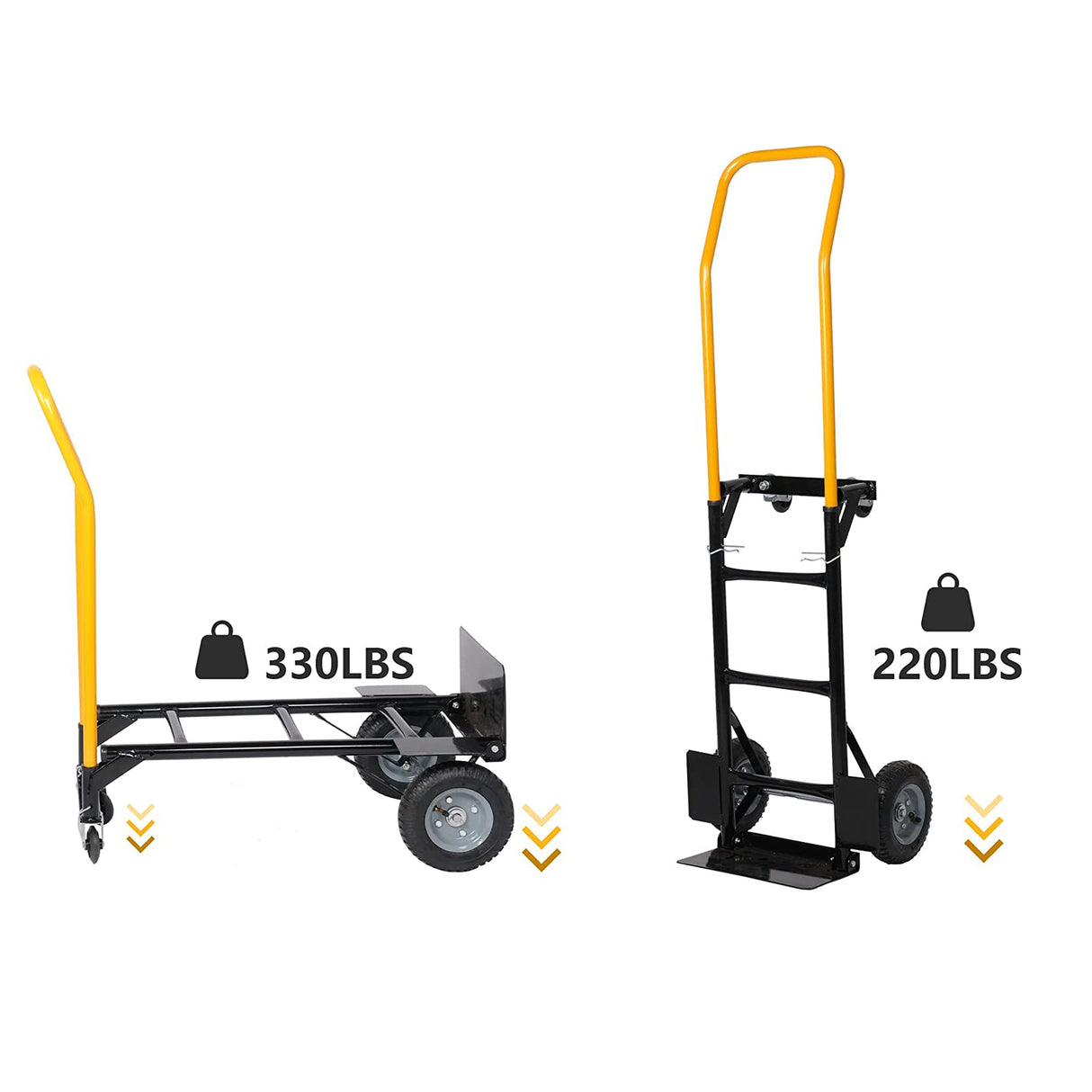 Heavy Duty Dual Purpose Hand Truck ‚Äì 2 Wheel Dolly & 4 Wheel Push Cart with Swivel Wheels