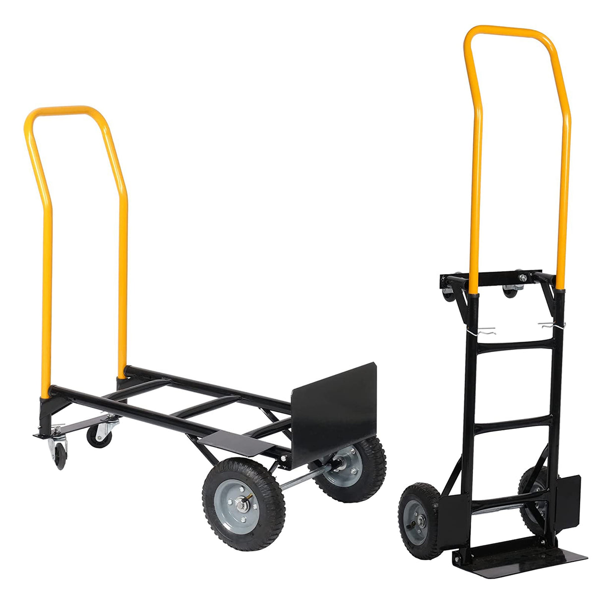 Heavy Duty Dual Purpose Hand Truck ‚Äì 2 Wheel Dolly & 4 Wheel Push Cart with Swivel Wheels