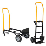 Heavy Duty Dual Purpose Hand Truck ‚Äì 2 Wheel Dolly & 4 Wheel Push Cart with Swivel Wheels