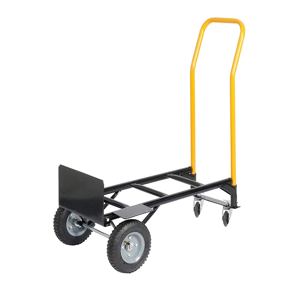 Heavy Duty Dual Purpose Hand Truck ‚Äì 2 Wheel Dolly & 4 Wheel Push Cart with Swivel Wheels