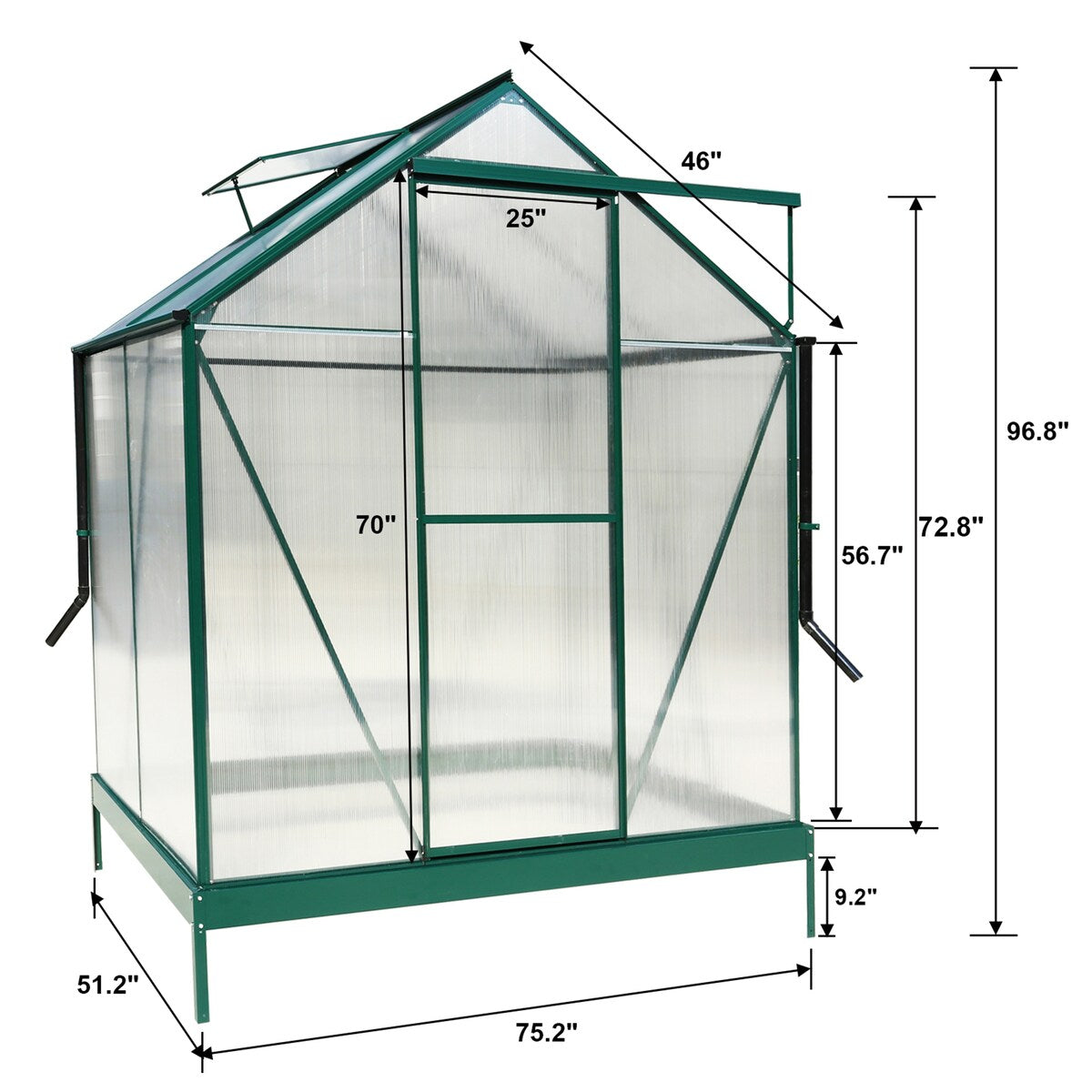 Heavy Duty Outdoor Aluminum Walk-in Green House