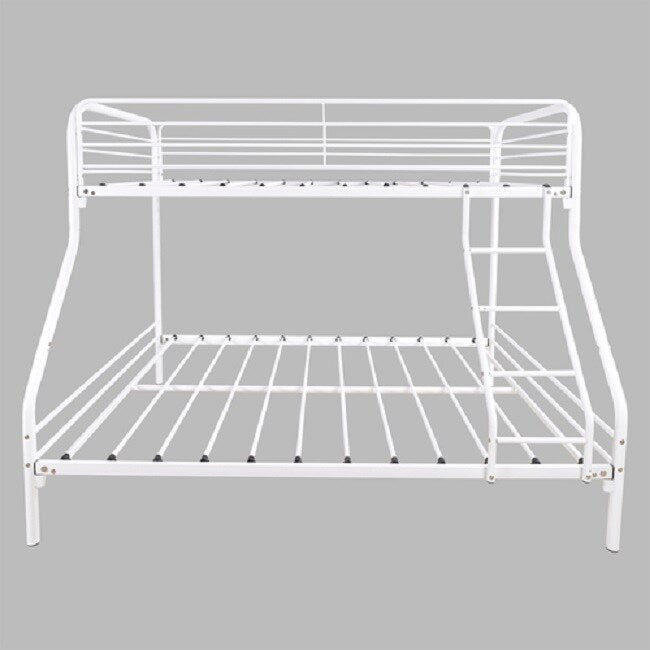 Heavy Duty Twin-Over-Full Metal Bunk Bed, Easy Assembly with Enhanced Upper-Level Guardrail, White