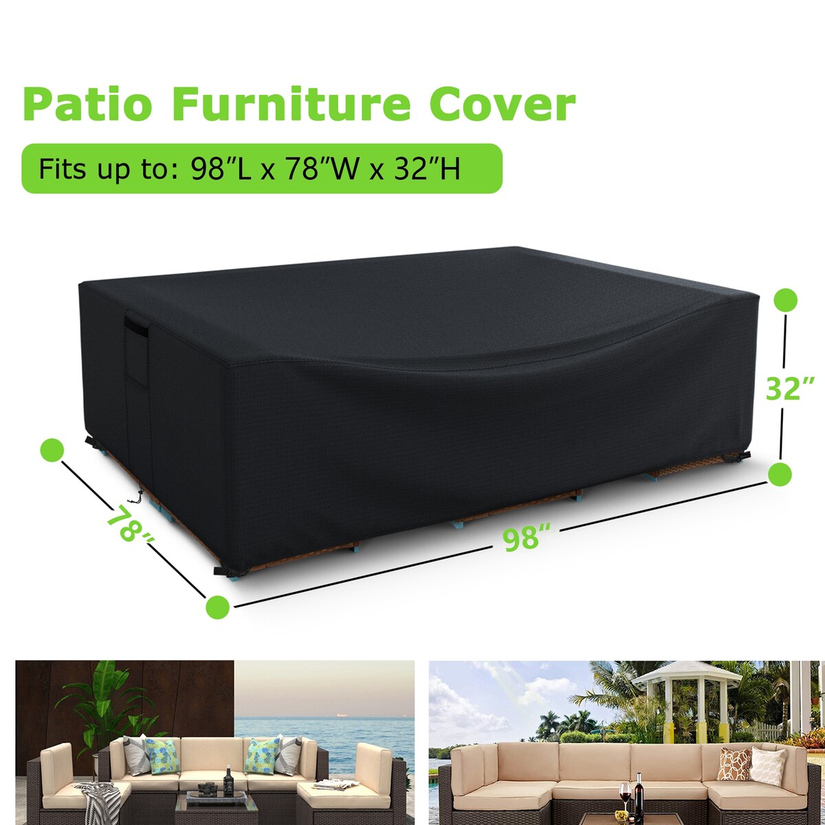 Heavy-Duty Waterproof Patio Furniture Cover Weather-Resistant Outdoor Sectional, Table, Chair Cover