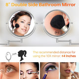 Height Adjustable 8 Inch 1x/10x Magnifying Double Sided Vanity Mirror