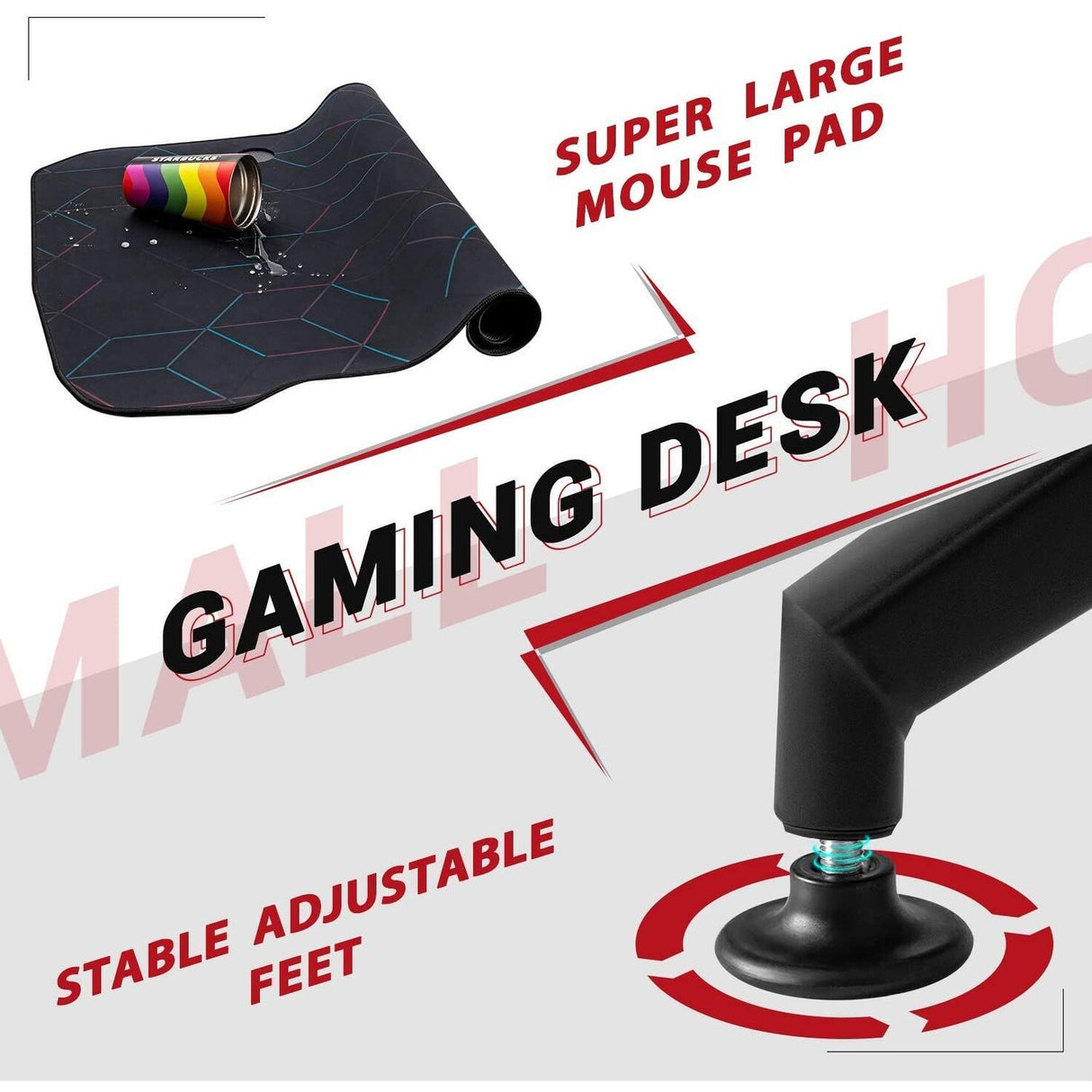 Homall Height Adjustable Gaming Desk 63 Inch T Shape Pc Computer Desk Office Worksation
