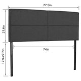 Height Adjustable Upholstered Headboard, Twin /Full/Queen/King Size Headboard, Dark Grey