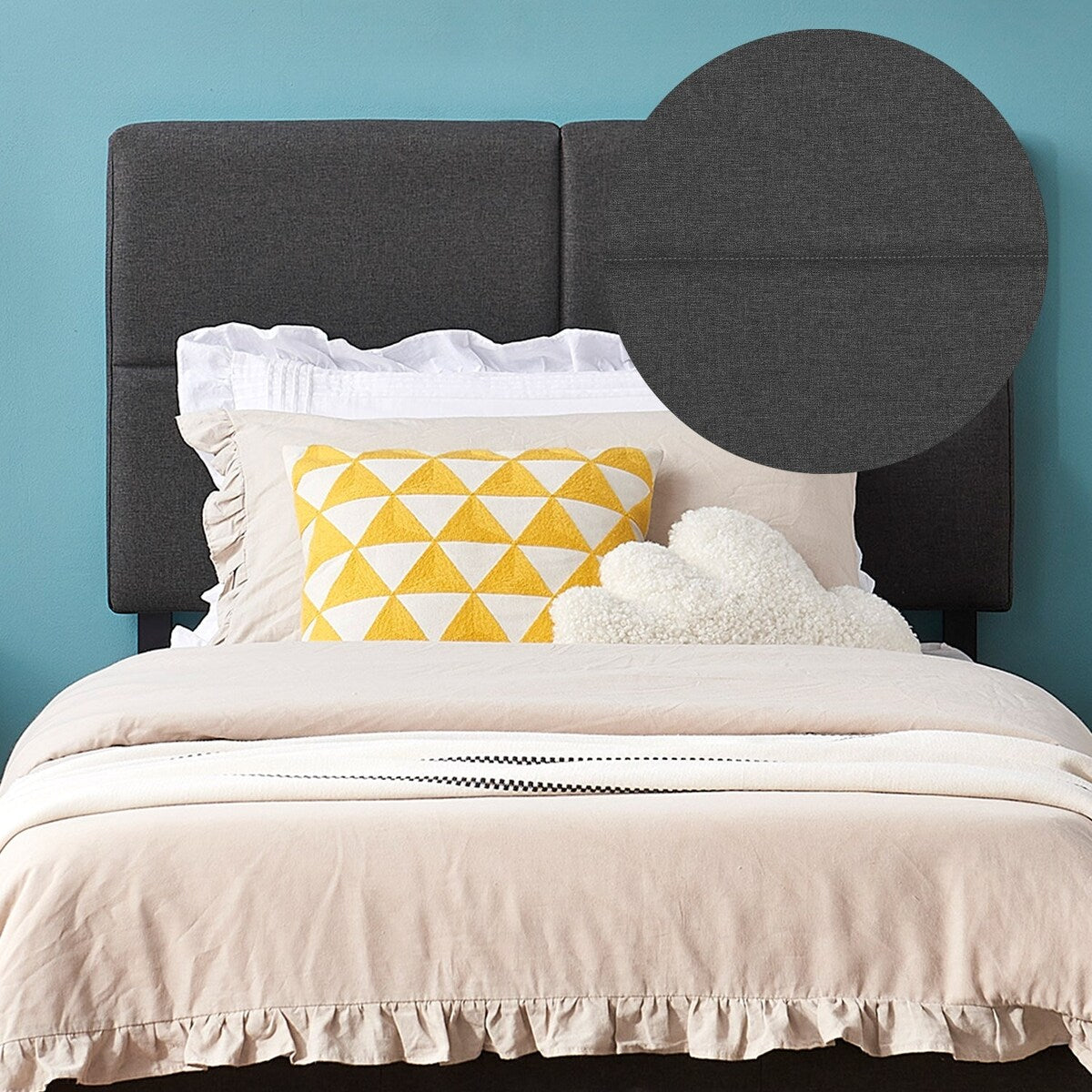 Height Adjustable Upholstered Headboard, Twin /Full/Queen/King Size Headboard, Dark Grey