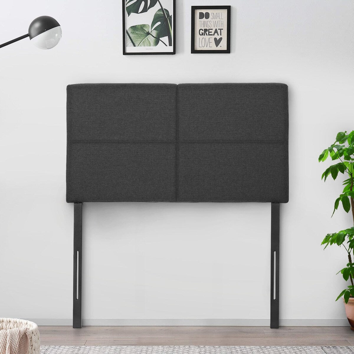 Height Adjustable Upholstered Headboard, Twin /Full/Queen/King Size Headboard, Dark Grey