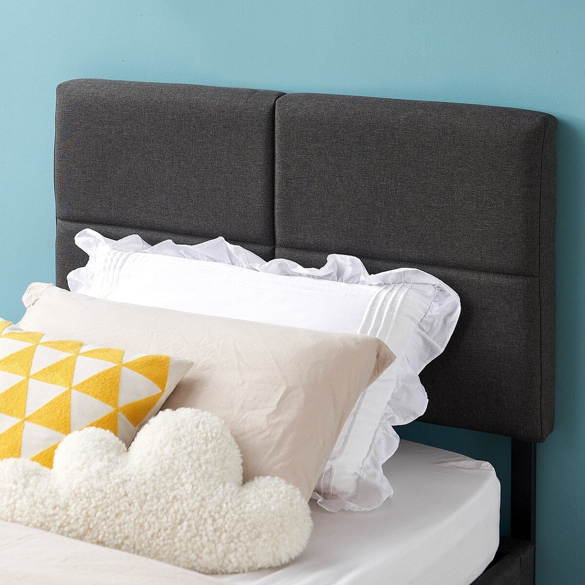 Height Adjustable Upholstered Headboard, Twin /Full/Queen/King Size Headboard, Dark Grey