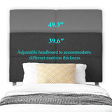 Height Adjustable Upholstered Headboard, Twin /Full/Queen/King Size Headboard, Dark Grey