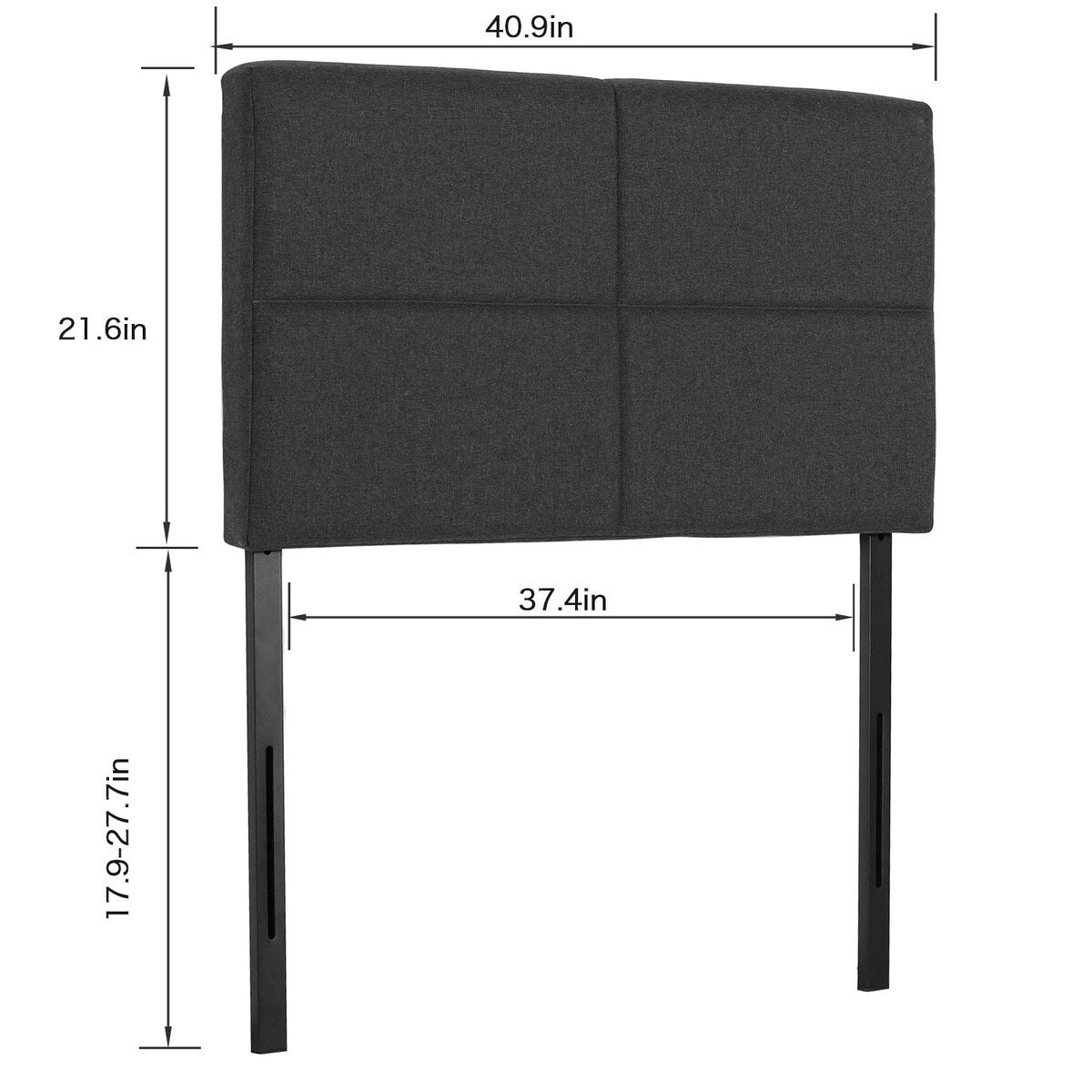 Height Adjustable Upholstered Headboard, Twin /Full/Queen/King Size Headboard, Dark Grey