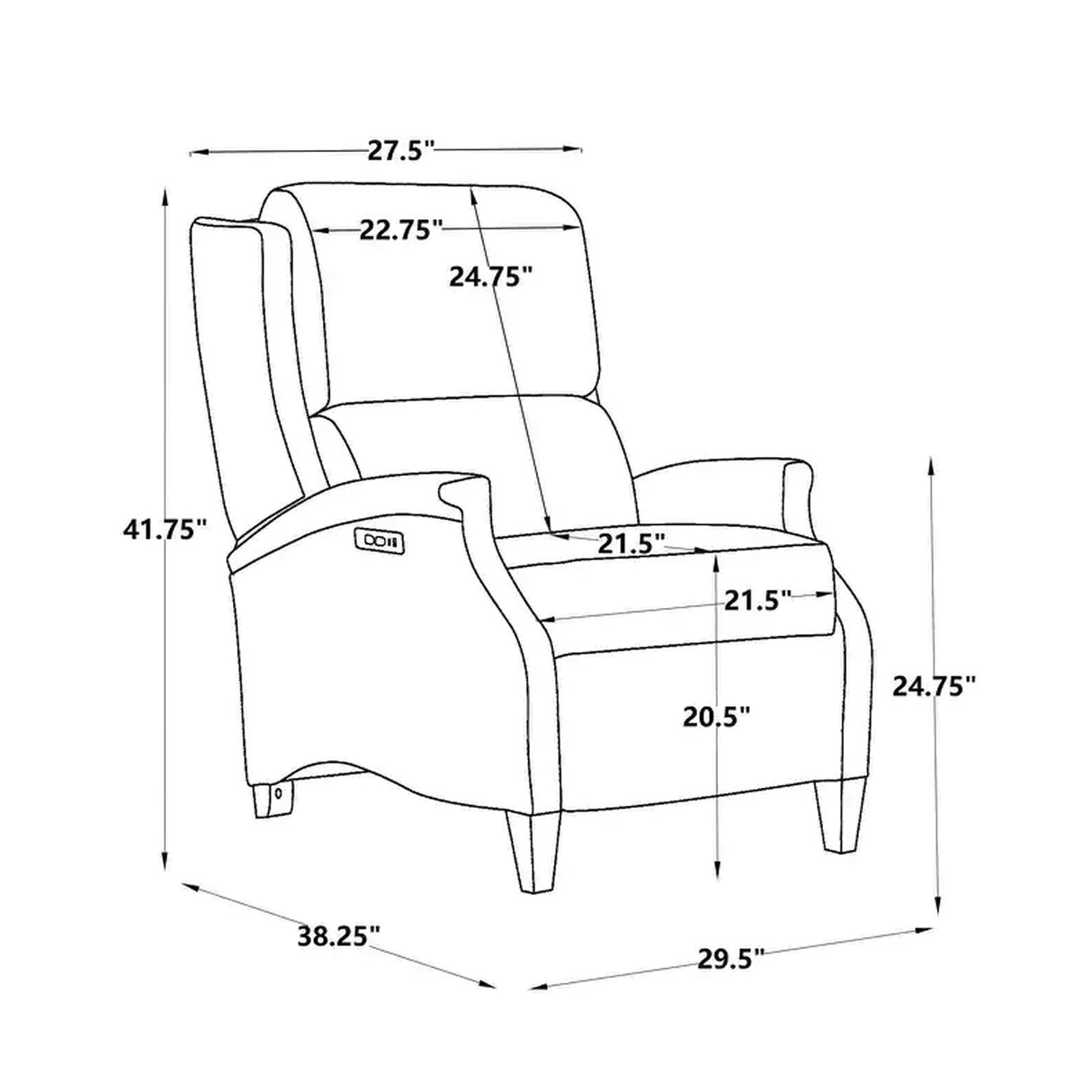 Hekkin Genuine Leather Power Recliner with Adjustable Headrest and USB Port Ultra-Comfy Living Room Seating