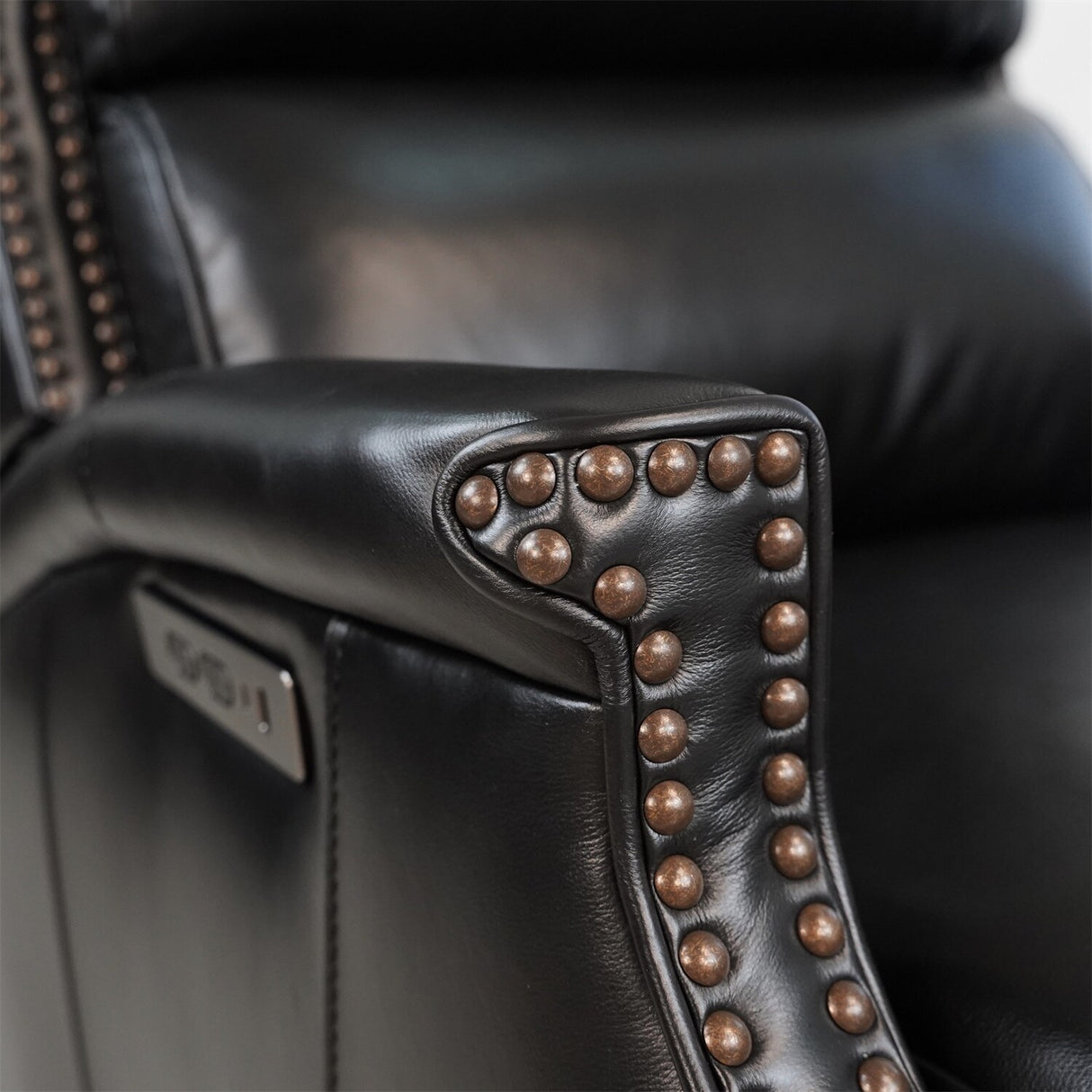 Hekkin Genuine Leather Power Recliner with Adjustable Headrest and USB Port Ultra-Comfy Living Room Seating