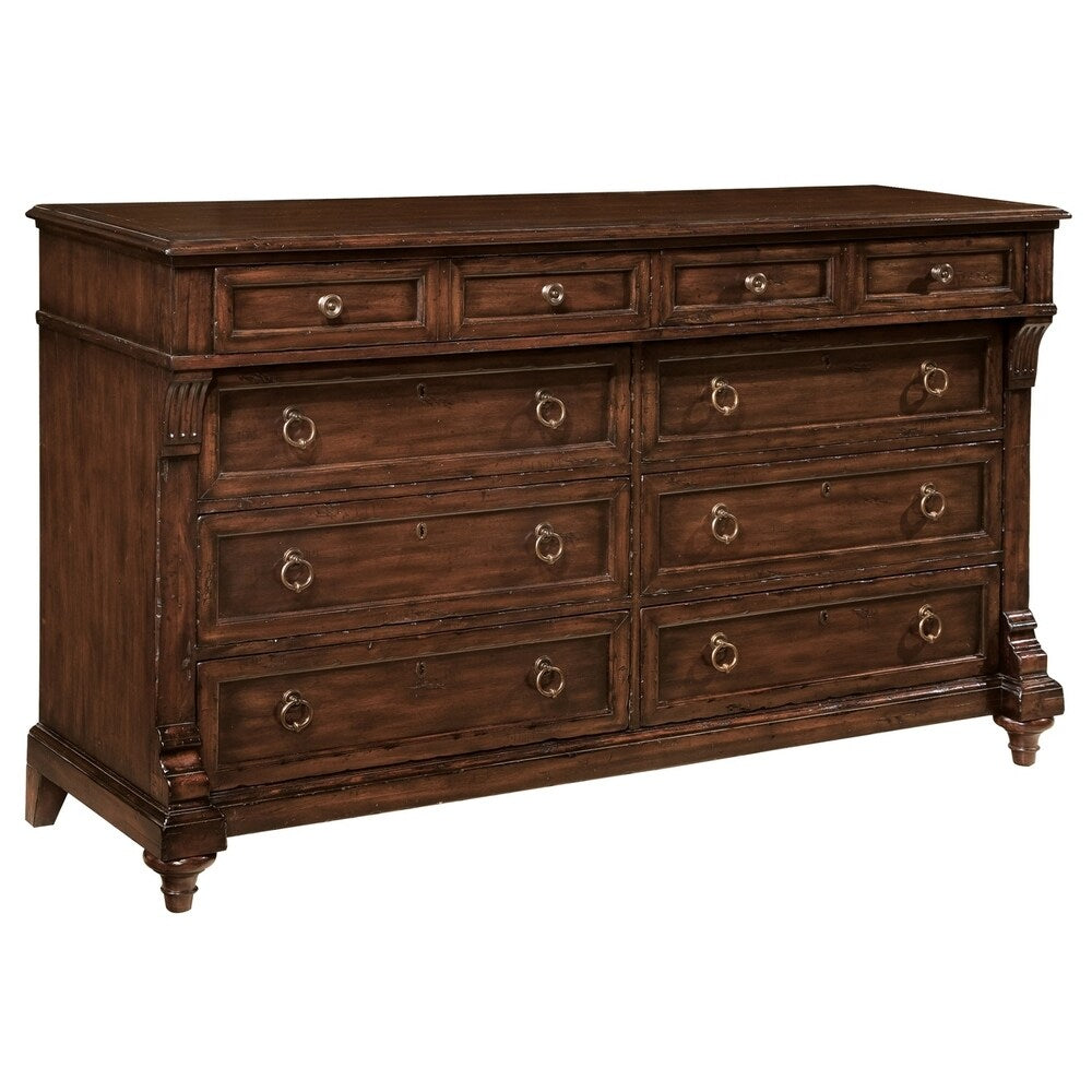 Hekman Furniture Charleston Place Charming, Cottage, Vintage Style, Distressed Wood Bedroom Eight Drawer Dresser