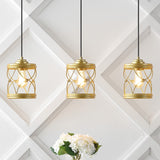 Helisa 6.5" 1-Light Farmhouse Industrial Iron Filigree Caged Jar LED Pendant, (Set of 3) by JONATHAN Y