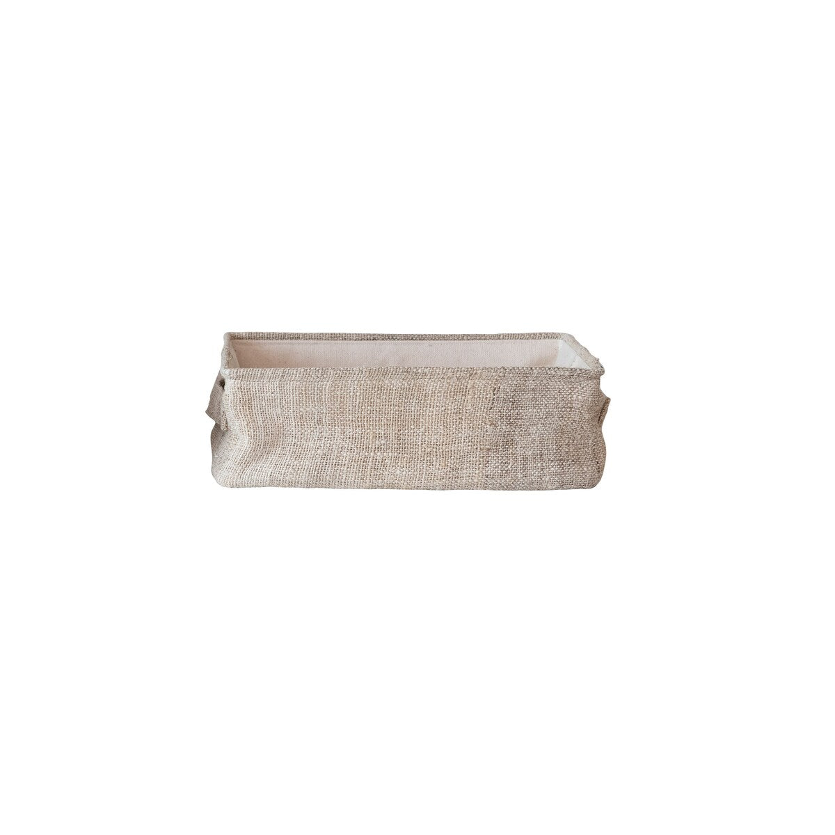 Hemp Fiber and Metal Bin with Cotton Canvas Lining and Handle