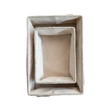 Hemp Fiber and Metal Bin with Cotton Canvas Lining and Handle