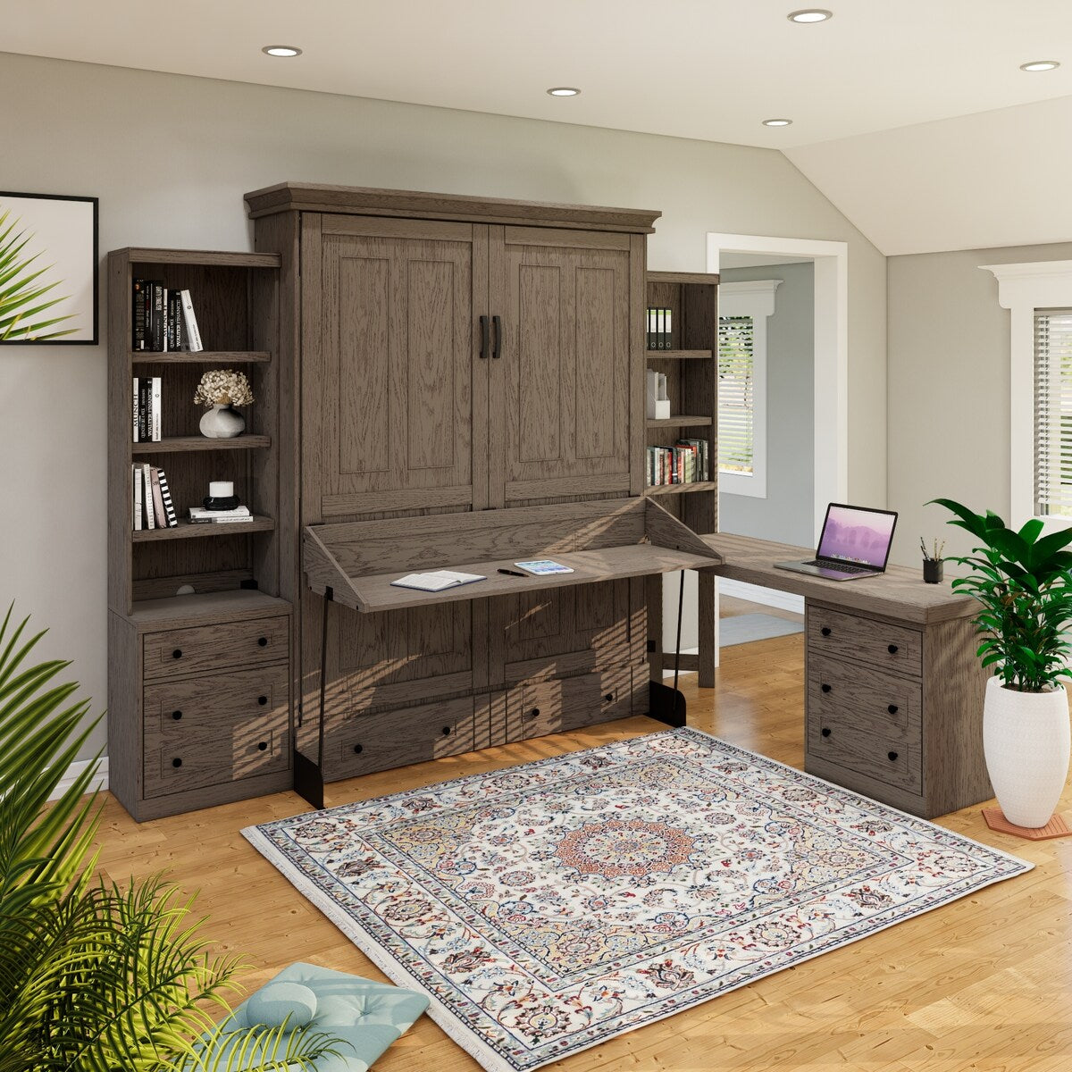 Henderson Queen Office Murphy Desk Bed - 2 Piers, Desktop