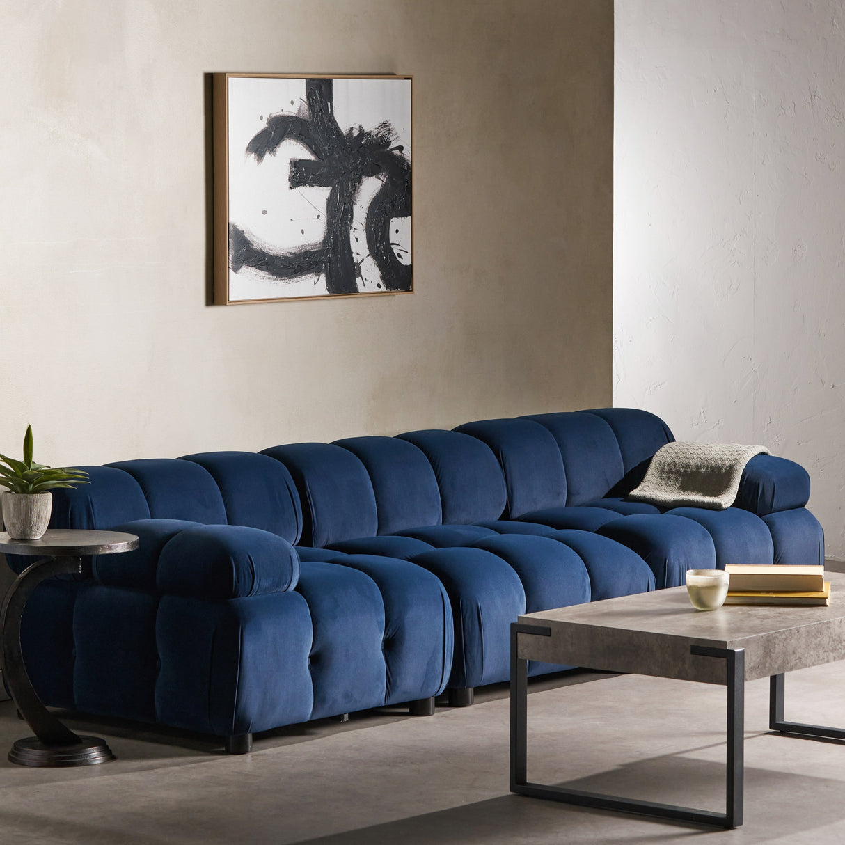 Hennepin Velvet 3 Seater Modular Tufted Sofa by Christopher Knight Home