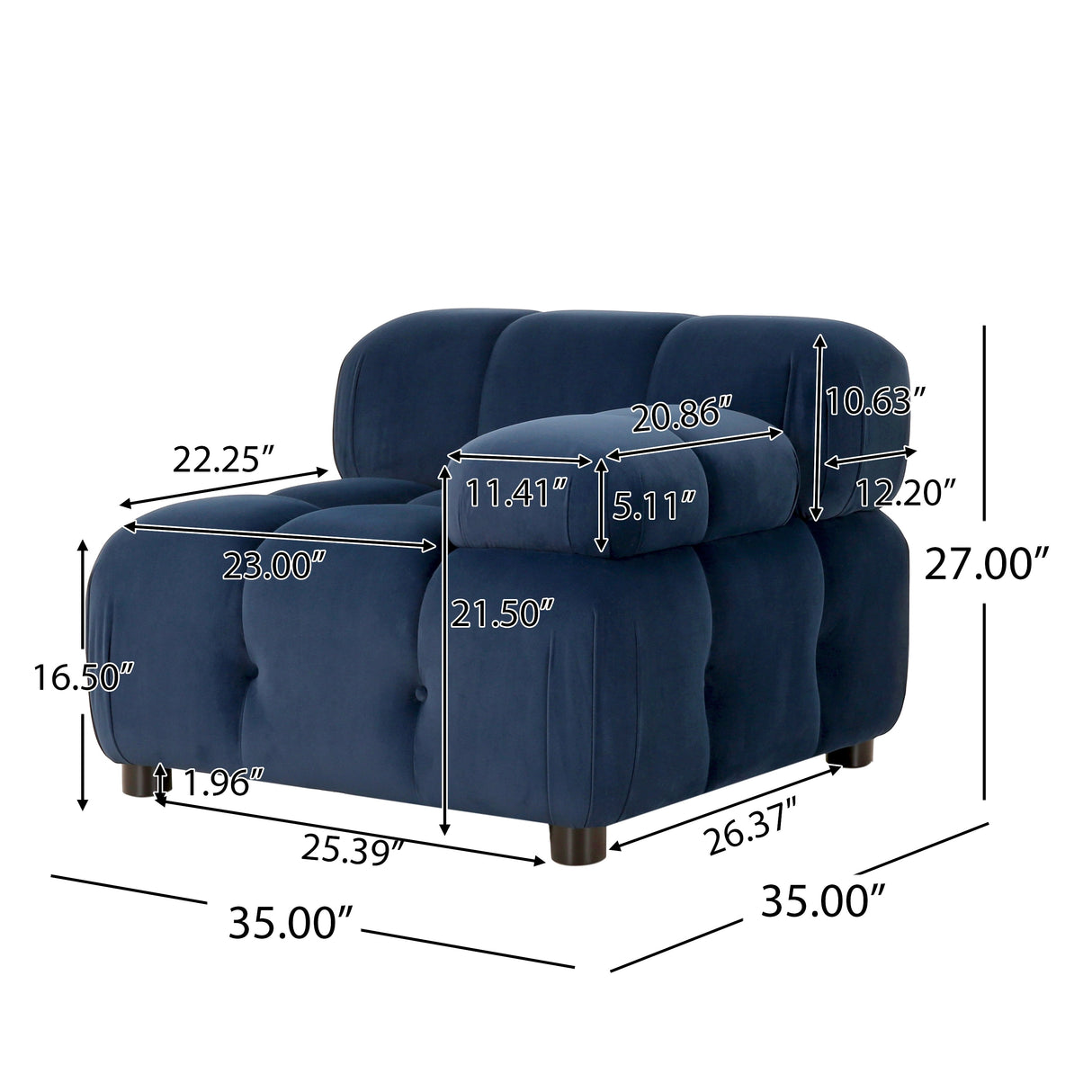 Hennepin Velvet 3 Seater Modular Tufted Sofa by Christopher Knight Home
