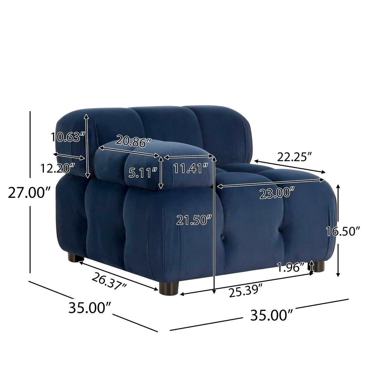 Hennepin Velvet 3 Seater Modular Tufted Sofa by Christopher Knight Home