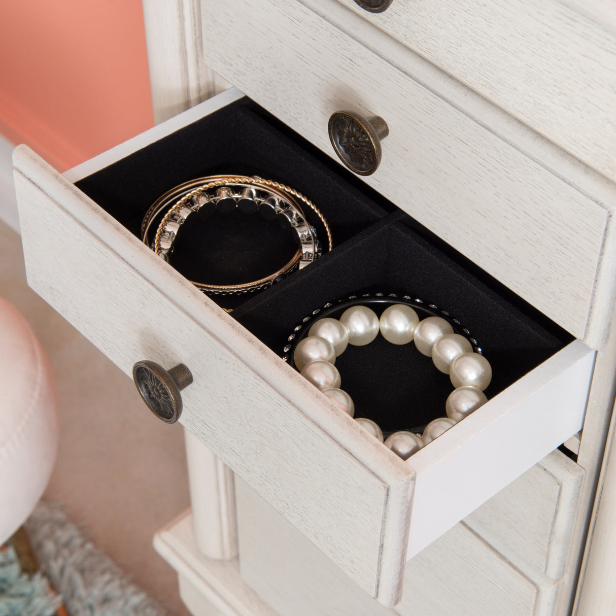 Henning Creamy White Jewelry Armoire