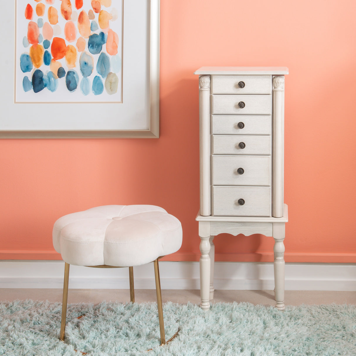 Henning Creamy White Jewelry Armoire