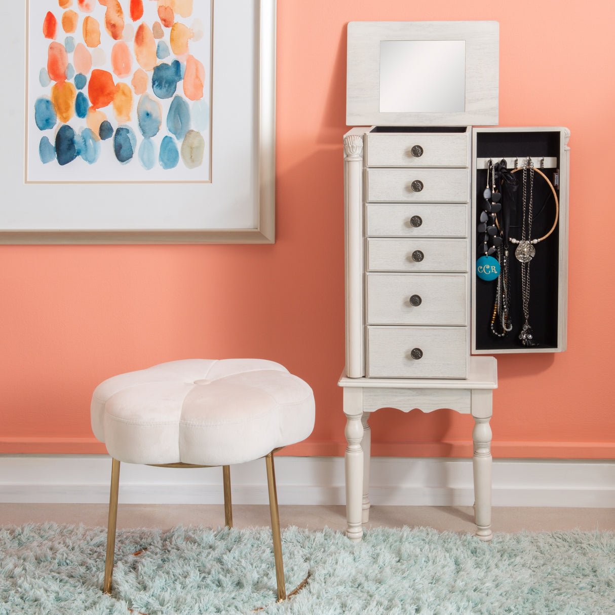 Henning Creamy White Jewelry Armoire