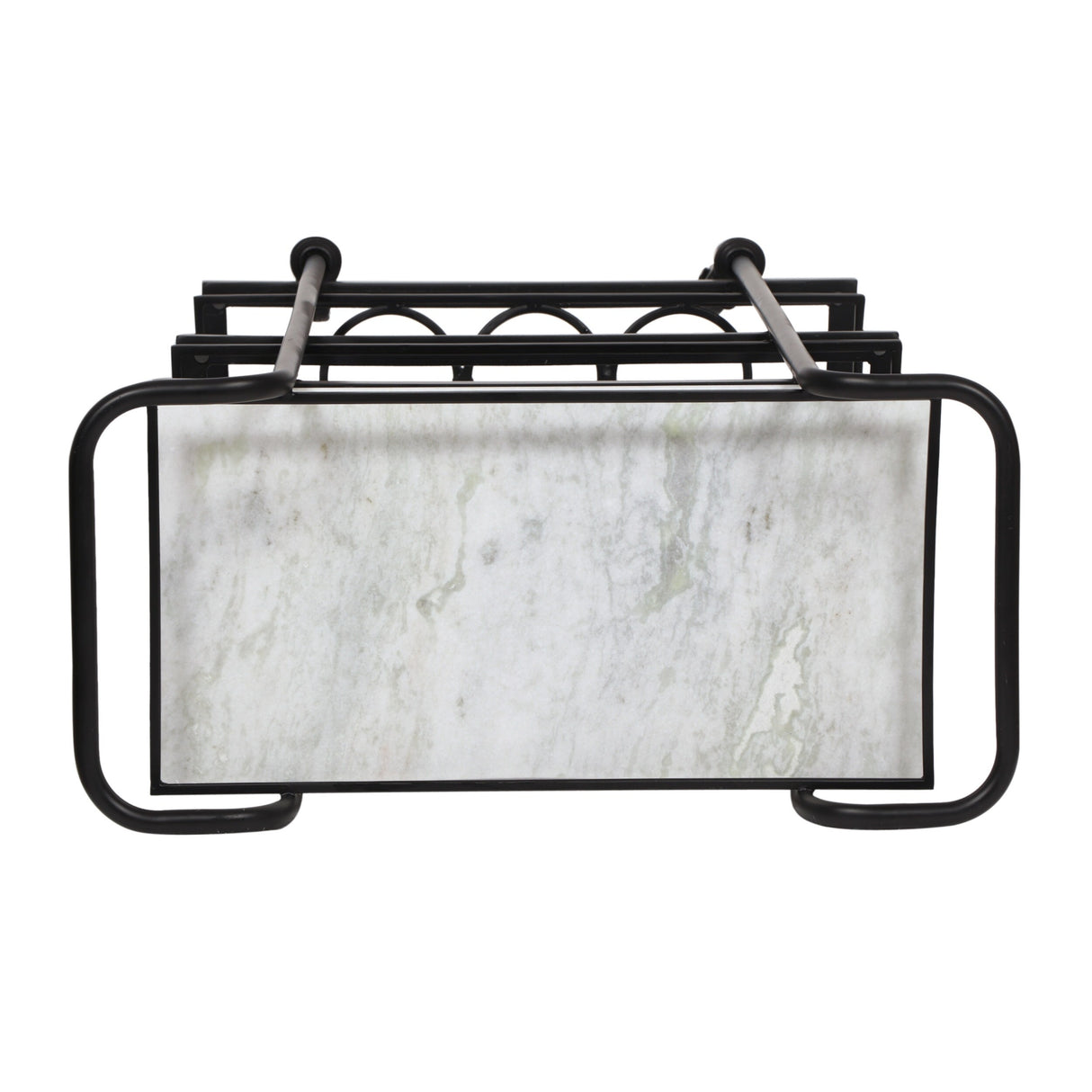 Henri Modern Glam 3 Tier Bar Cart with Marble Shelving by Christopher Knight Home - 23.25" L x 12.00" W x 35.00" H