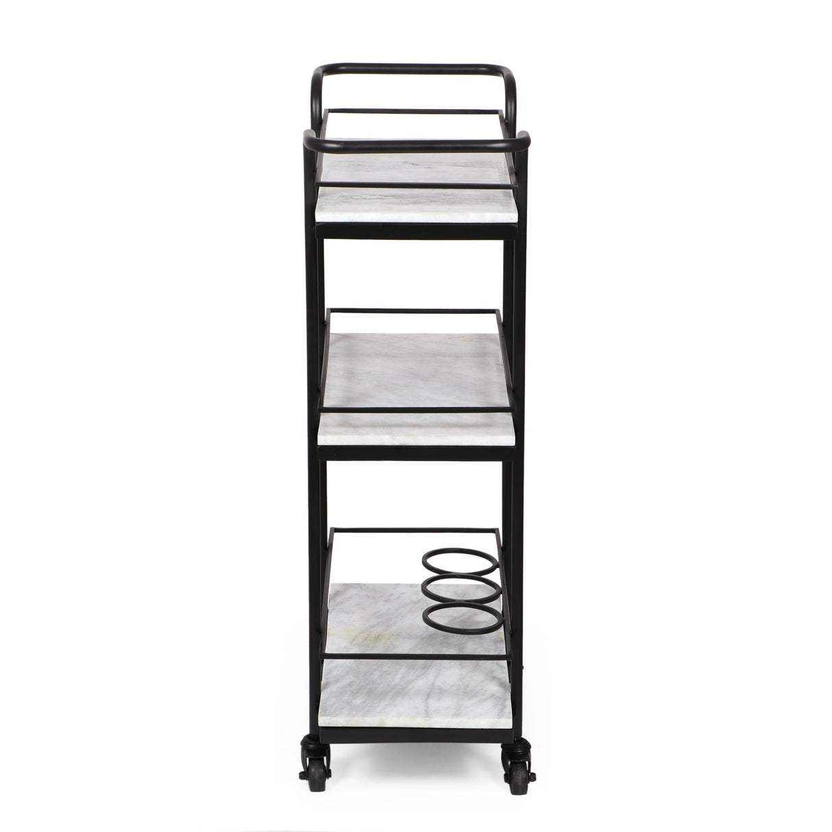 Henri Modern Glam 3 Tier Bar Cart with Marble Shelving by Christopher Knight Home - 23.25" L x 12.00" W x 35.00" H