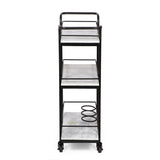 Henri Modern Glam 3 Tier Bar Cart with Marble Shelving by Christopher Knight Home - 23.25" L x 12.00" W x 35.00" H
