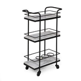 Henri Modern Glam 3 Tier Bar Cart with Marble Shelving by Christopher Knight Home - 23.25" L x 12.00" W x 35.00" H