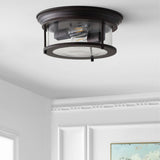 Henry 13.25" Metal/Glass LED Flush Mount, by JONATHAN Y