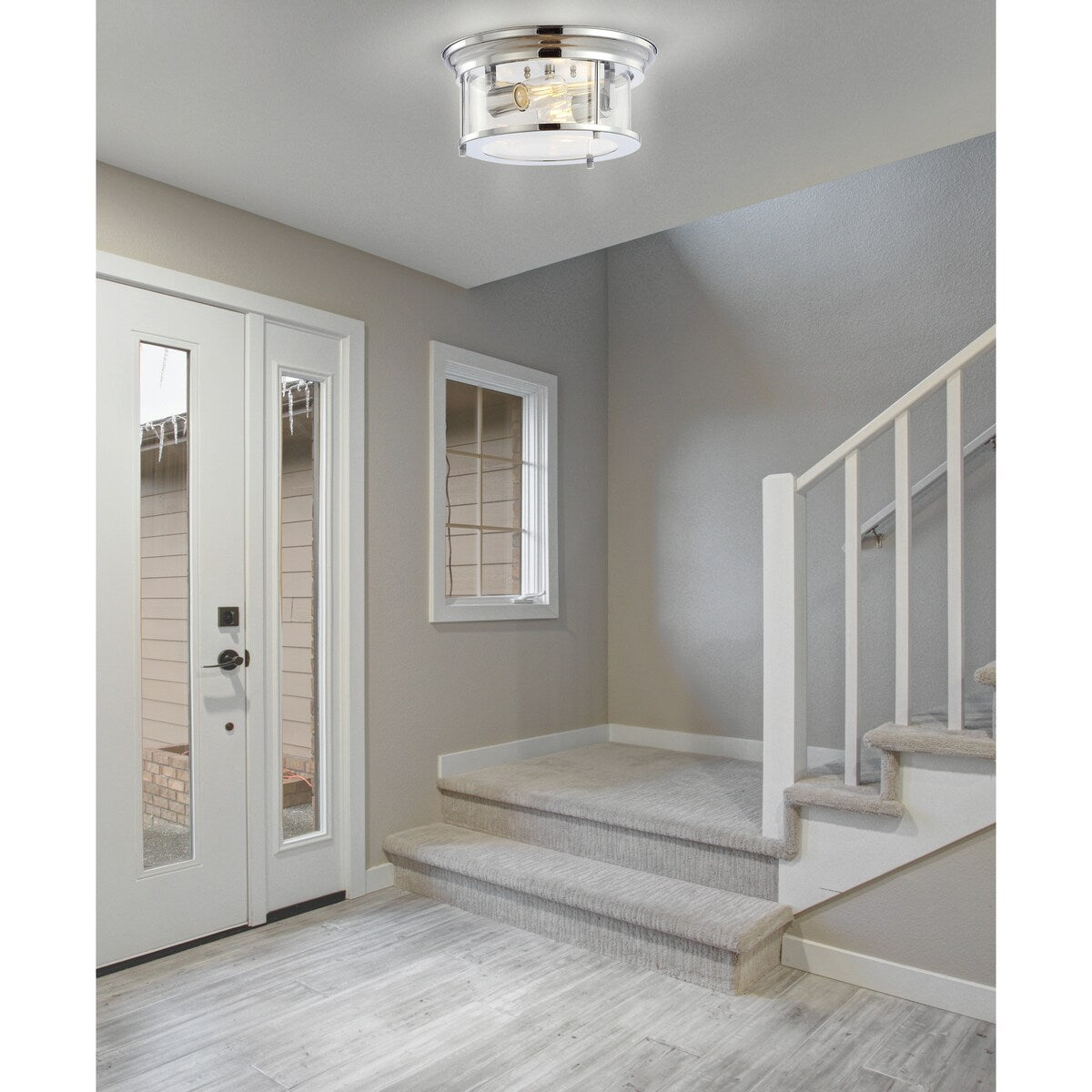 Henry 13.25" Metal/Glass LED Flush Mount, by JONATHAN Y