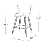 Hepburn Wingback Nailhead Trim Bar Stool Set of 2 by HULALA HOME