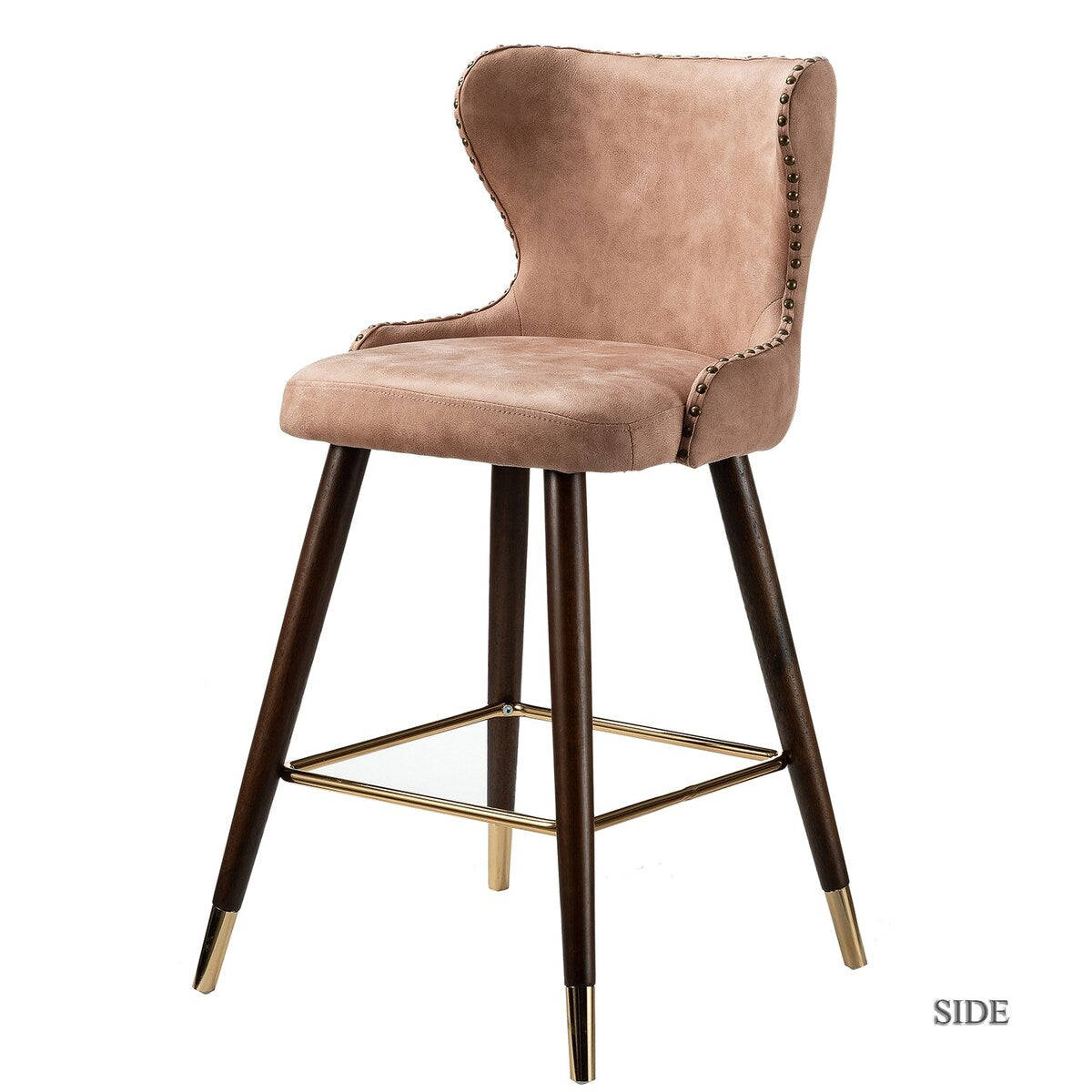 Hepburn Wingback Nailhead Trim Bar Stool Set of 2 by HULALA HOME