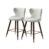 Hepburn Wingback Nailhead Trim Bar Stool Set of 2 by HULALA HOME