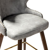 Hepburn Wingback Nailhead Trim Bar Stool Set of 2 by HULALA HOME