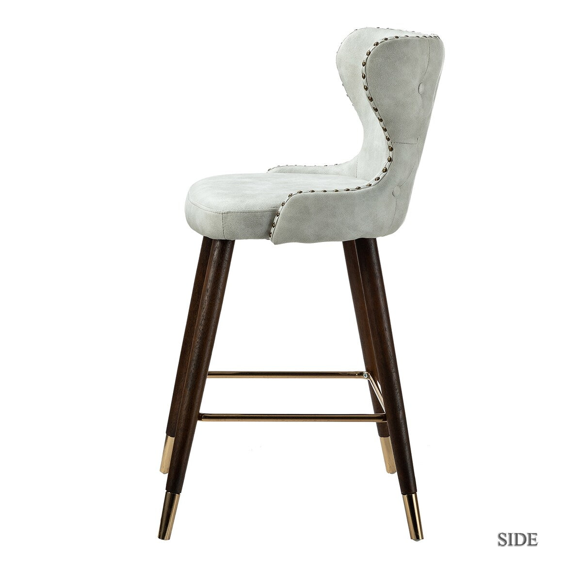 Hepburn Wingback Nailhead Trim Bar Stool Set of 2 by HULALA HOME