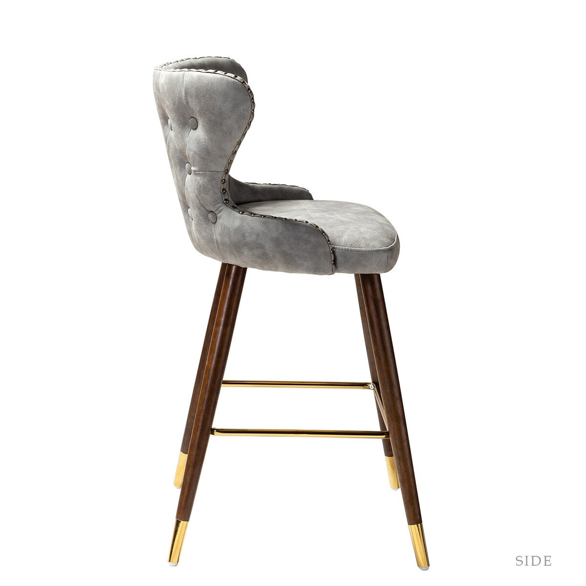 Hepburn Wingback Nailhead Trim Bar Stool Set of 2 by HULALA HOME