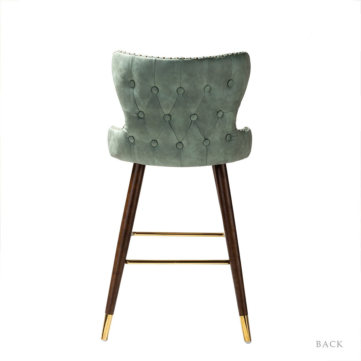 Hepburn Wingback Nailhead Trim Bar Stool Set of 2 by HULALA HOME