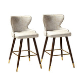 Hepburn Wingback Nailhead Trim Bar Stool Set of 2 by HULALA HOME