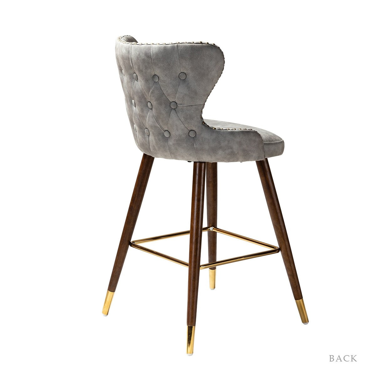 Hepburn Wingback Nailhead Trim Bar Stool Set of 2 by HULALA HOME