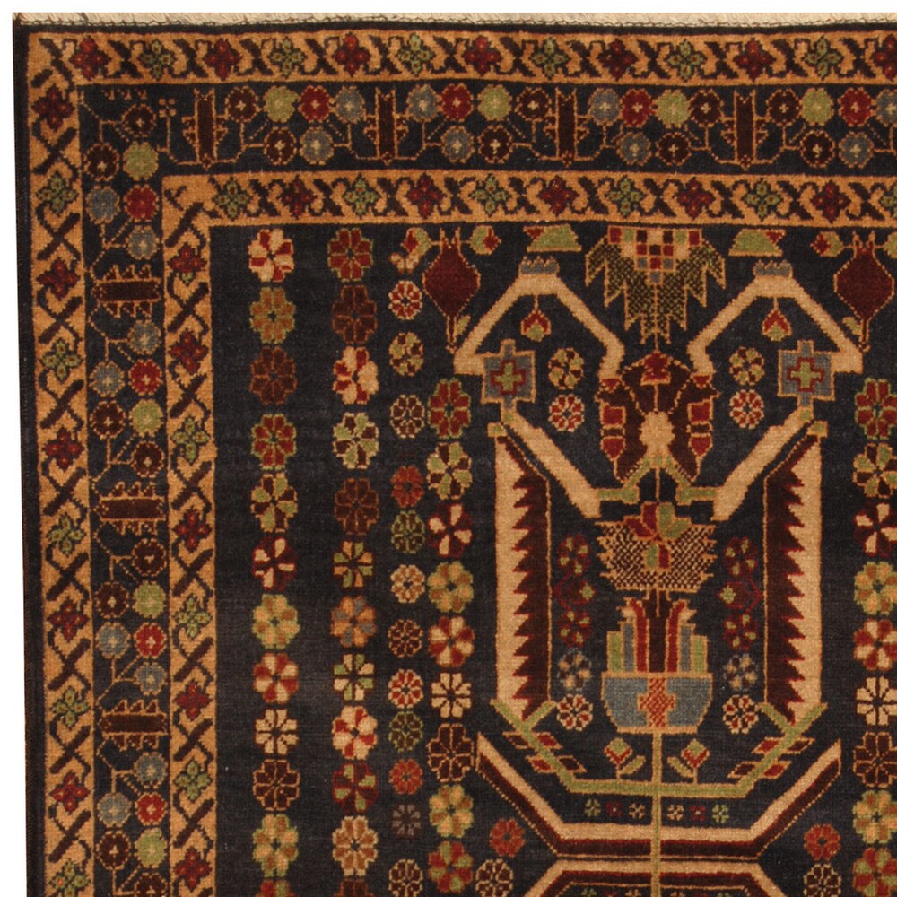 Handmade Herat Oriental Afghan 1960s Semi-antique Tribal Balouchi Wool Rug (Afghanistan) - 3'9 x 6'9