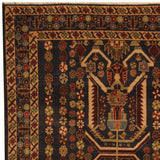 Handmade Herat Oriental Afghan 1960s Semi-antique Tribal Balouchi Wool Rug (Afghanistan) - 3'9 x 6'9
