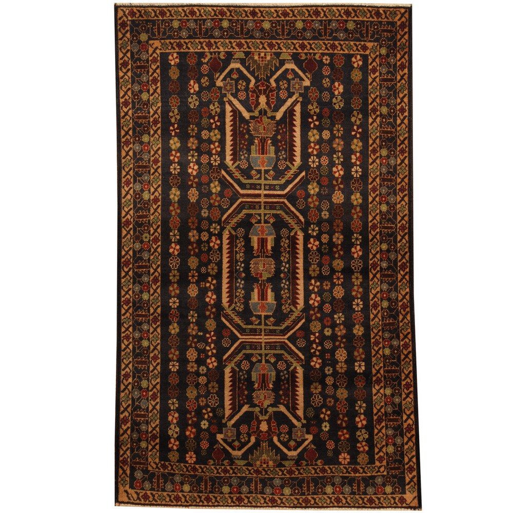 Handmade Herat Oriental Afghan 1960s Semi-antique Tribal Balouchi Wool Rug (Afghanistan) - 3'9 x 6'9