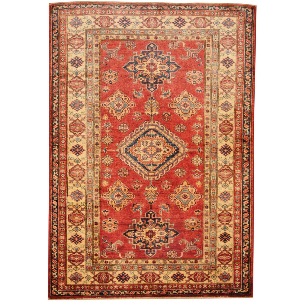 Handmade One-of-a-Kind Super Kazak Wool Rug (Afghanistan) - 4' x 5'8