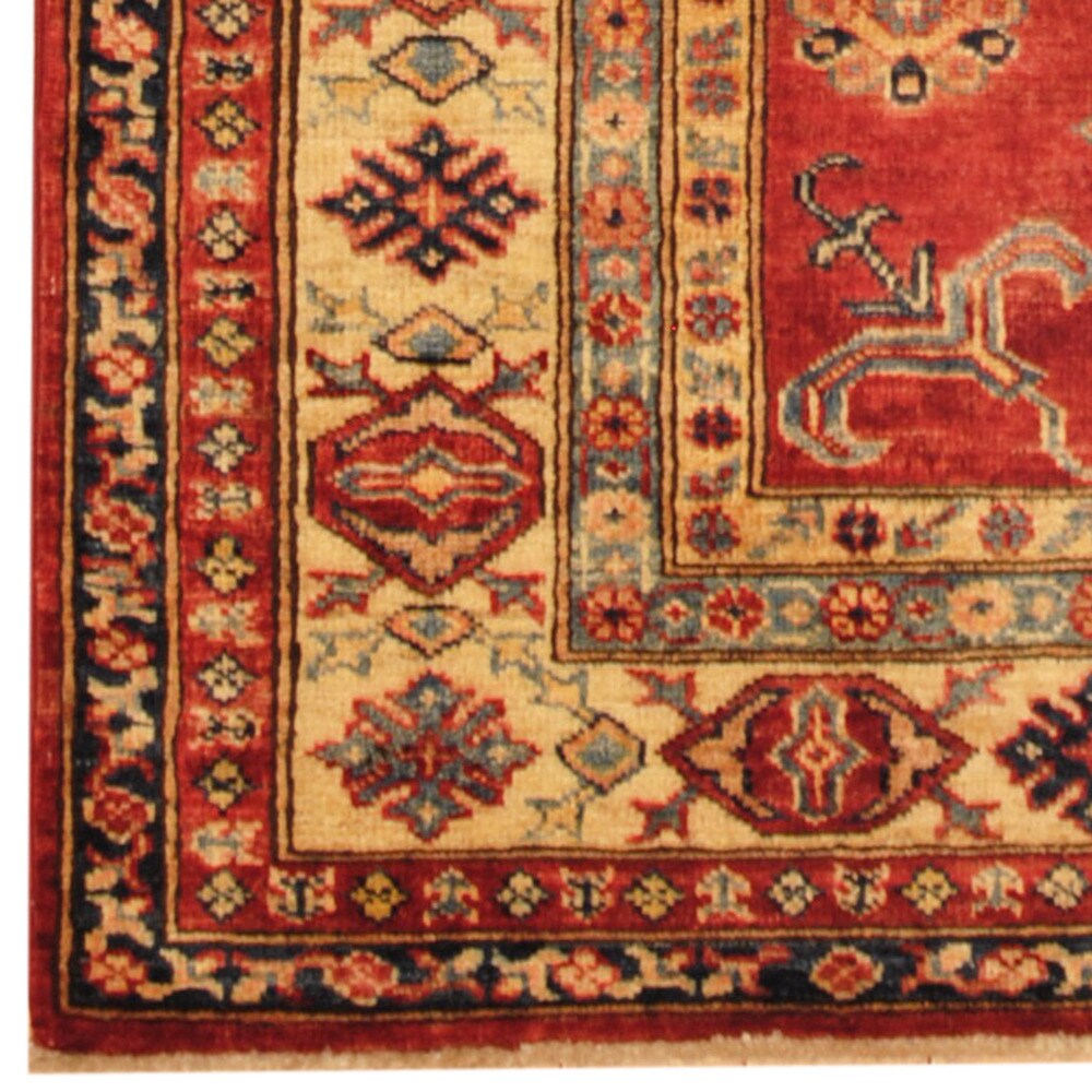 Handmade One-of-a-Kind Super Kazak Wool Rug (Afghanistan) - 4' x 5'8