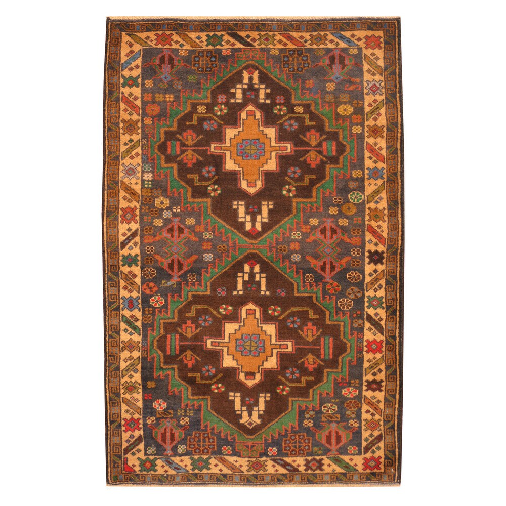 Handmade Herat Oriental Afghan Tribal Balouchi Wool Rug (Afghanistan) - 3' x 4'6