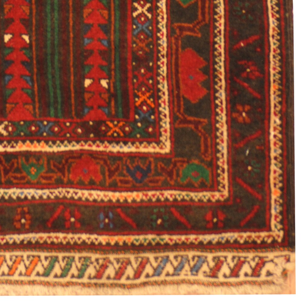 Handmade One-of-a-Kind Balouchi Wool Rug (Afghanistan) - 2'8 x 4'8